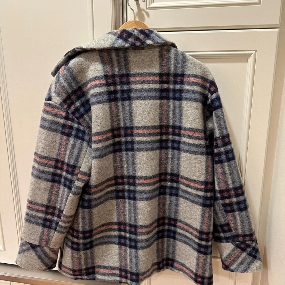 Aqua plaid wool blend jacket - Picture 2 of 3